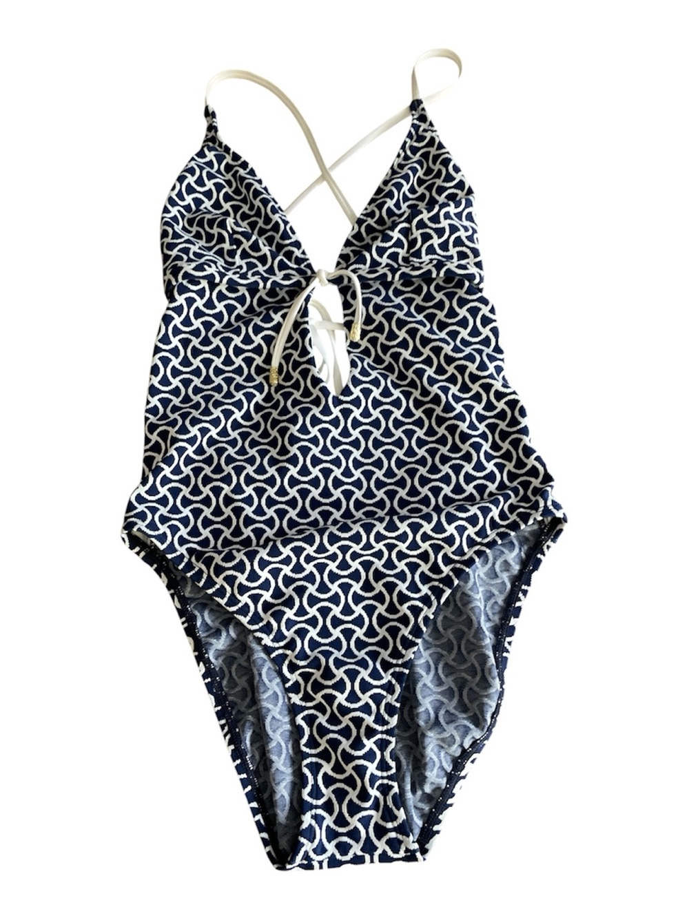 Vintage Trina Turk Black & White Patterned Girls One-Piece Swimsuit